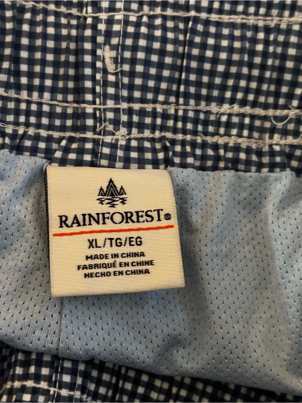 Rainforest Blue and White Check Swim Trunks size XL